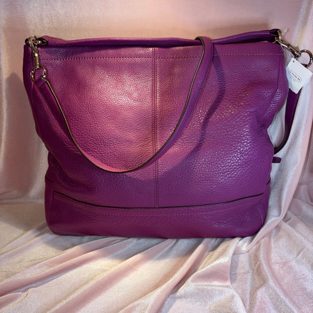BNWT Vintage Authentic Coach Park Pebbled Leather Hobo – Amethyst #F23293 - Picture 6 of 9